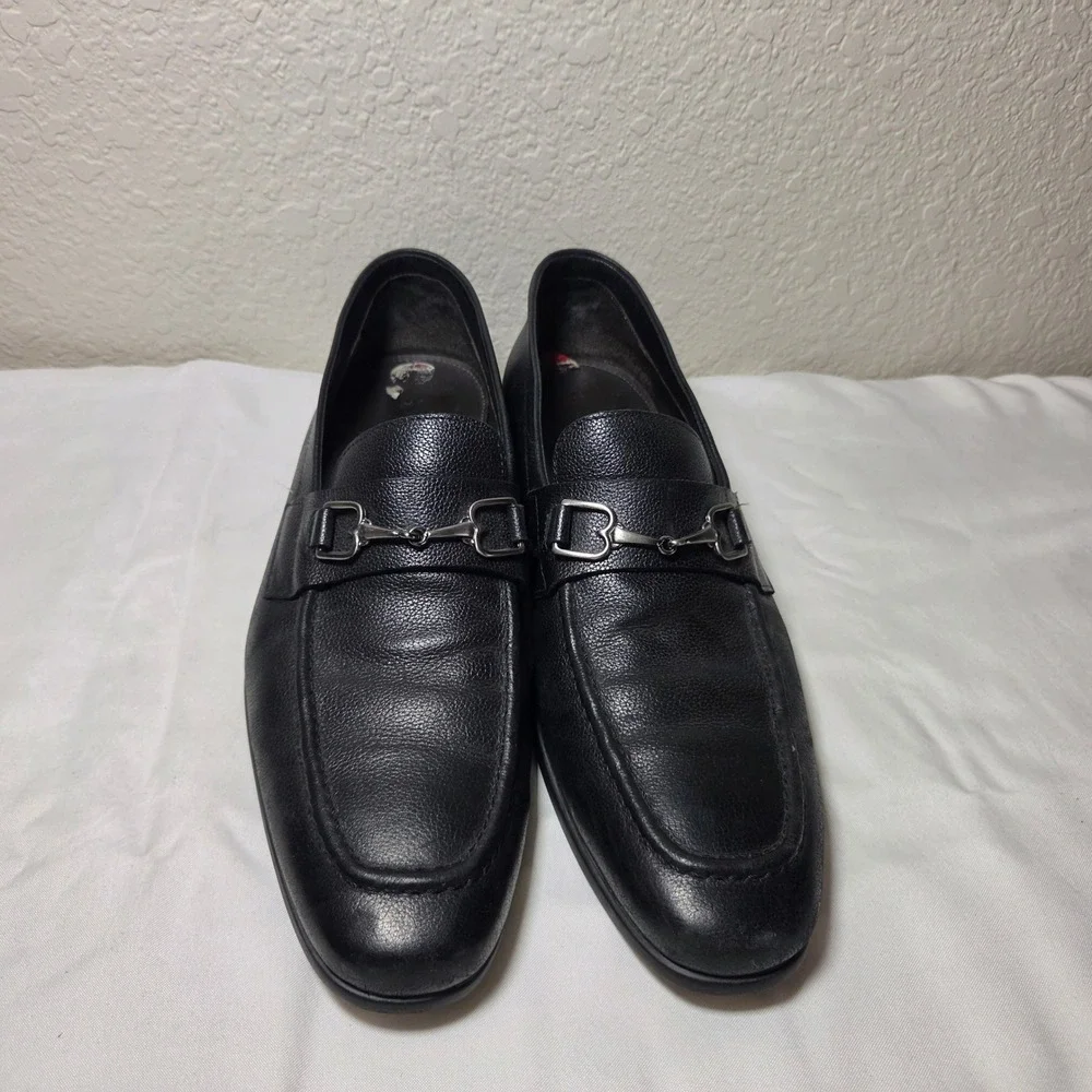 Bruno Magli Mamante Black Leather Bit Loafers Mens 10 M Made in Italy BM600352